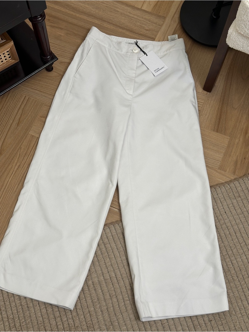 Aritzia Babaton cropped single pleat white trousers